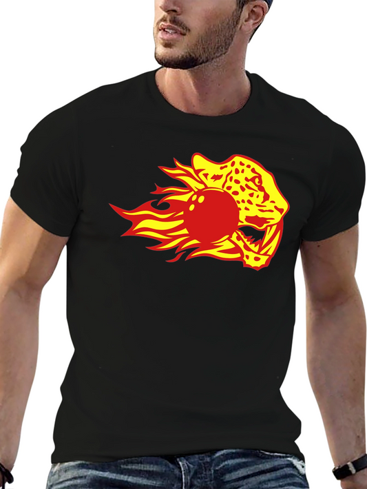 Flaming Leopard Bowling Ball Graphic Tee