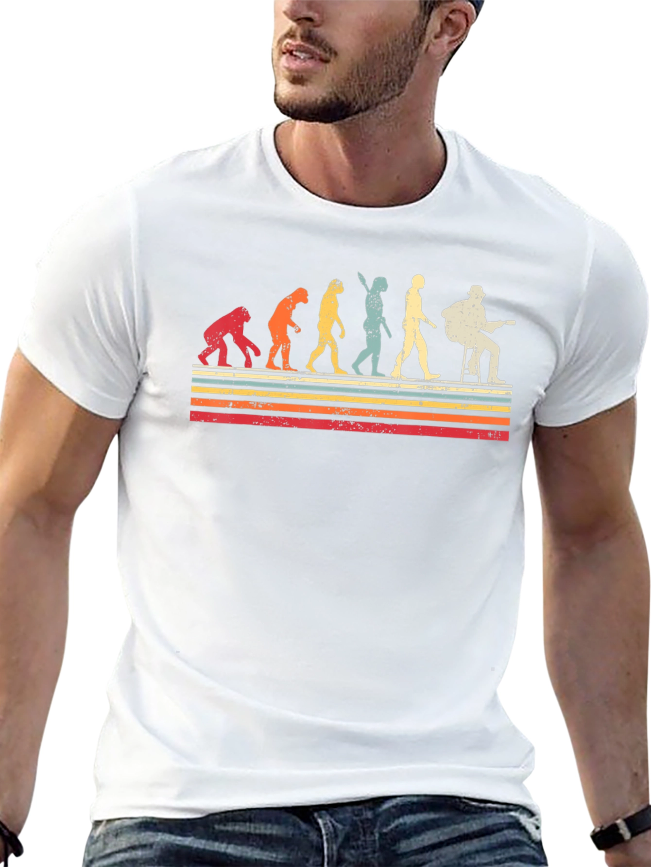 Evolution of Guitarist Graphic Tee - Retro Style