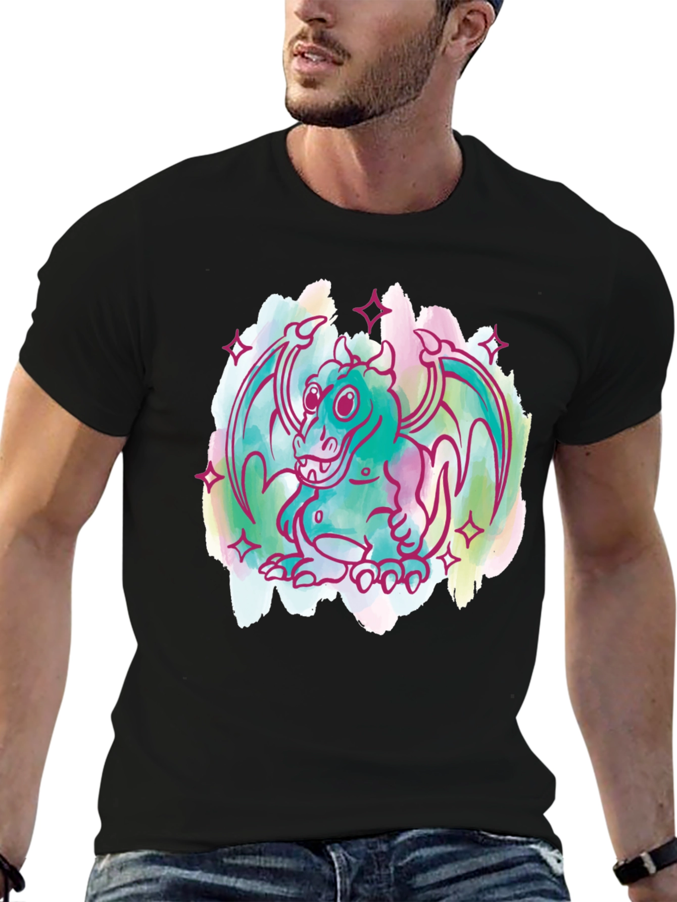 Dragon Graphic Tee - Whimsical Cartoon Style