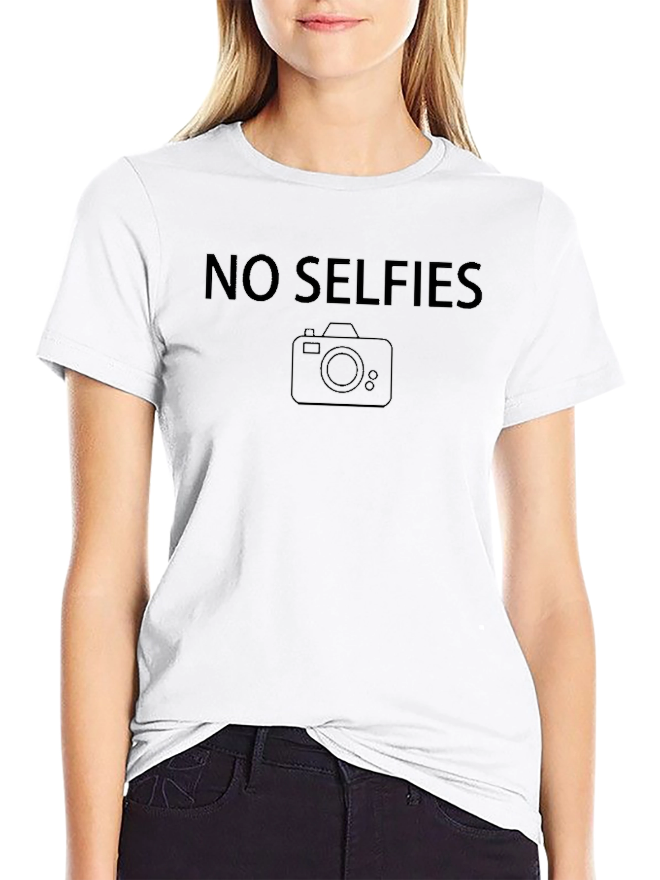 No Selfies Black Graphic Tee