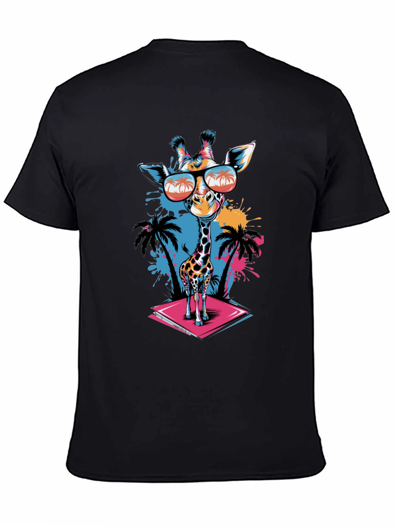Cool Giraffe Graphic Tee - Black Cotton T-Shirt