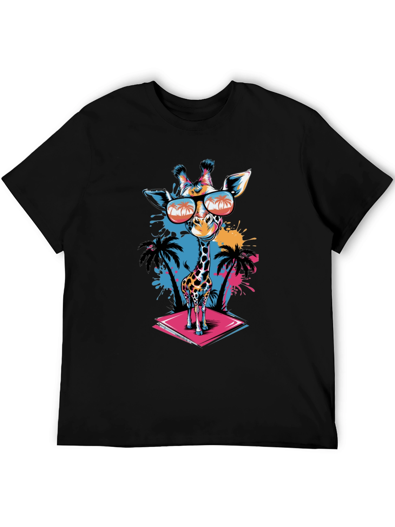 Cool Giraffe Graphic Tee - Black Cotton T-Shirt
