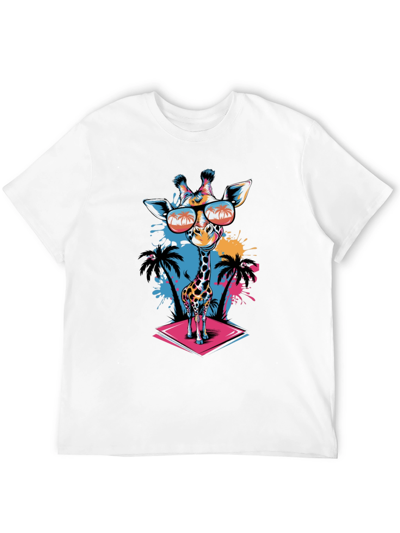 Cool Giraffe Graphic Tee - Black Cotton T-Shirt
