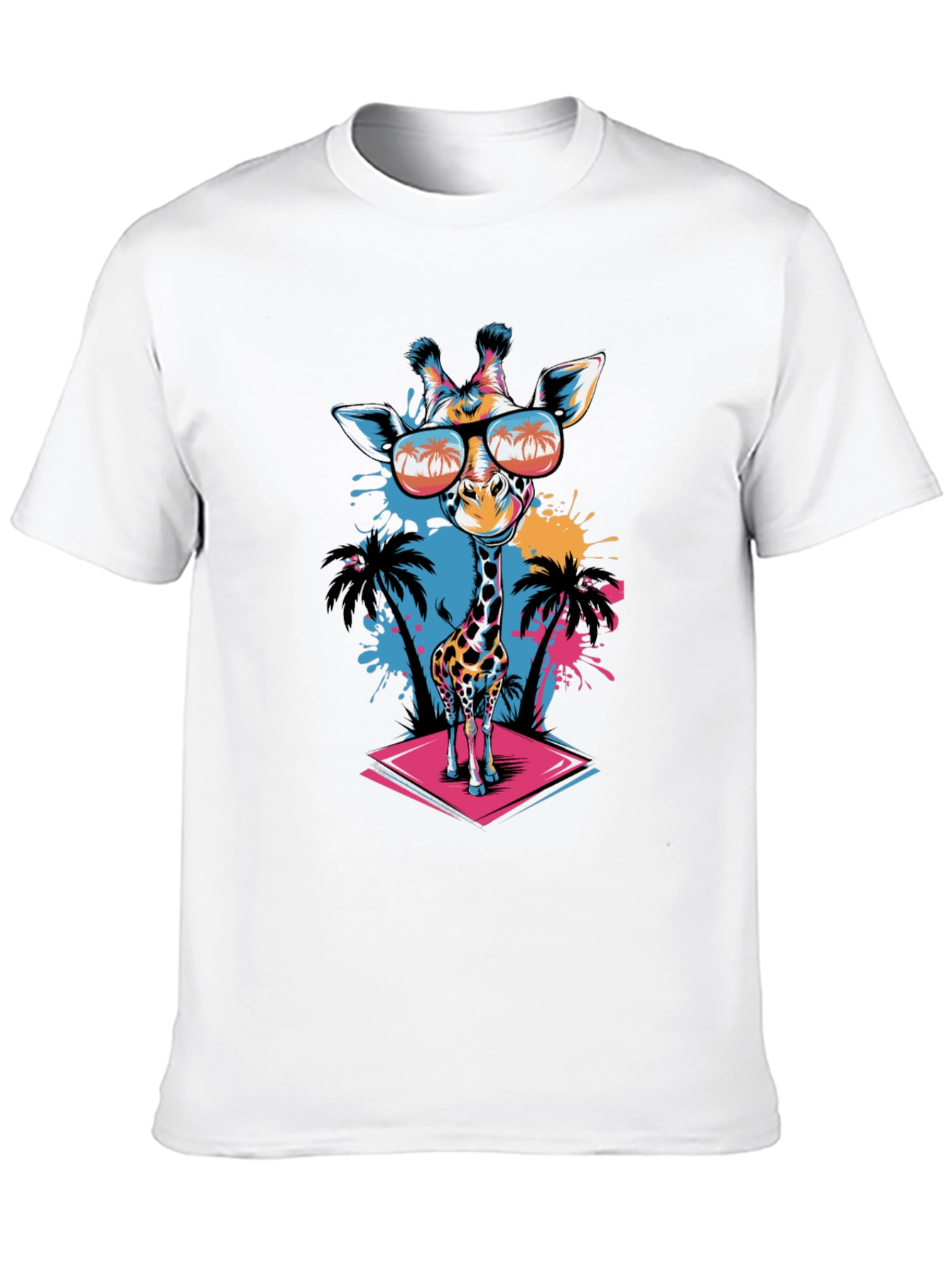 Cool Giraffe Graphic Tee - Black Cotton T-Shirt