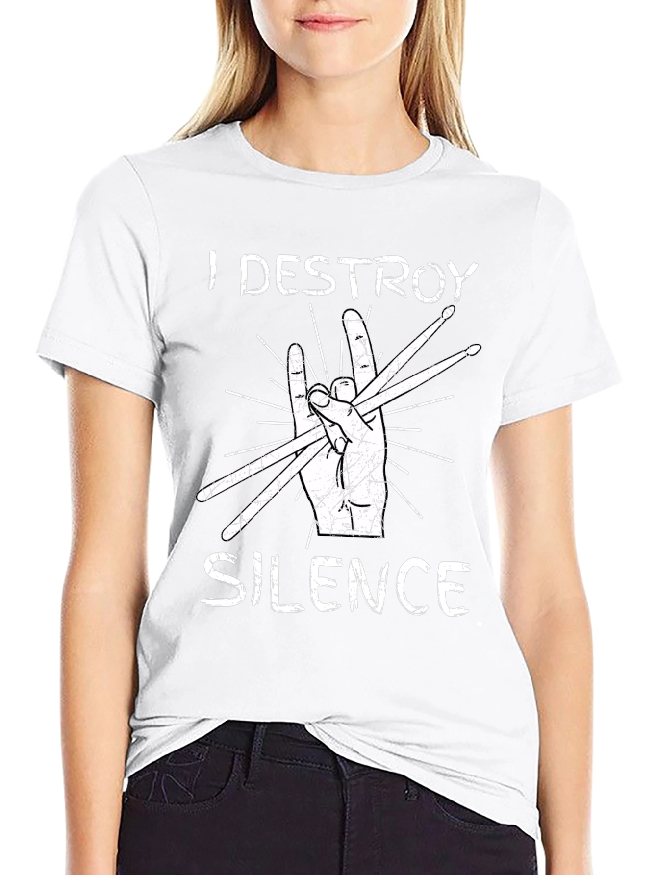 I Destroy Silence Drummer T-Shirt - Music Lover Tee