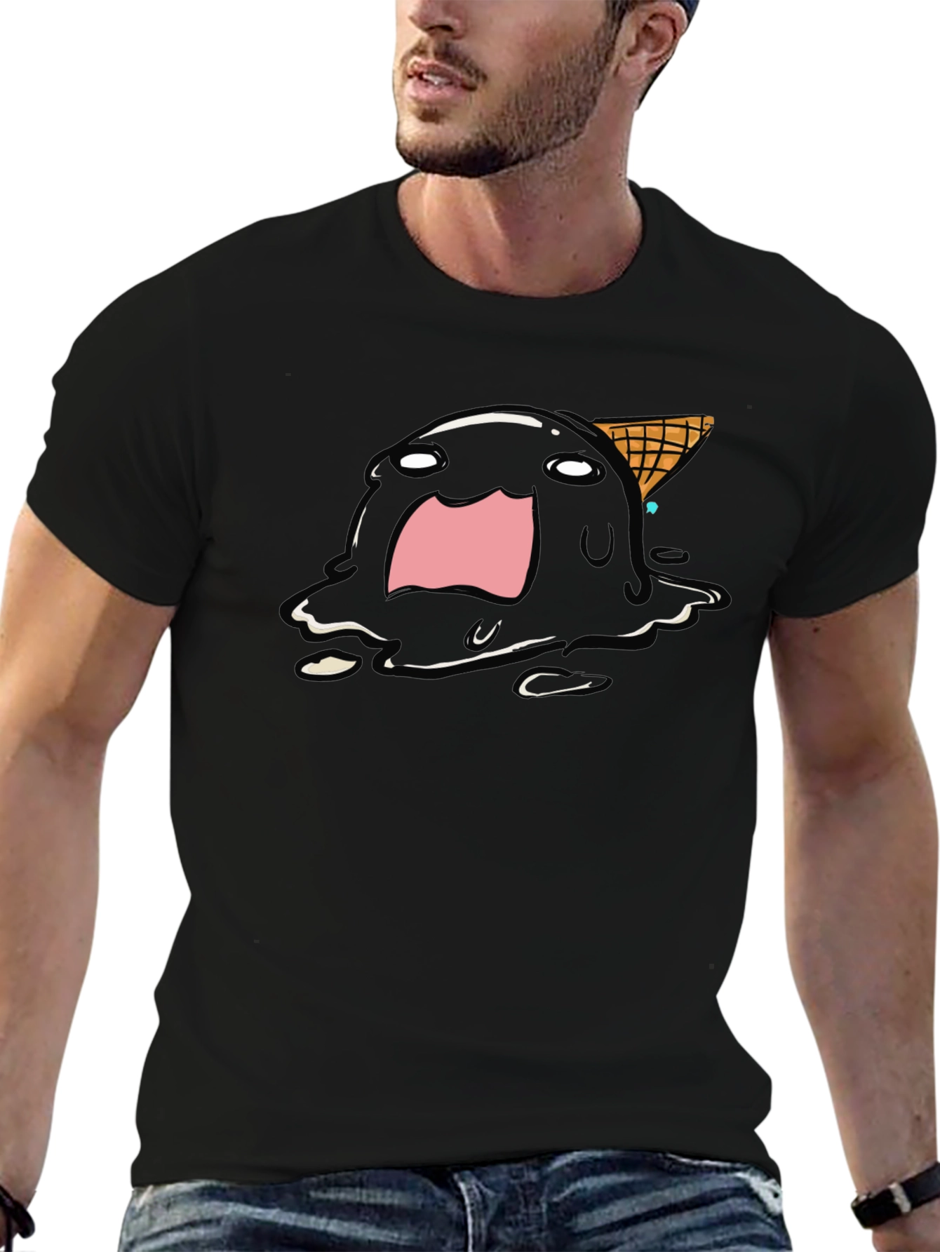 Melting Ice Cream Graphic Tee - Funny Cartoon Shirt