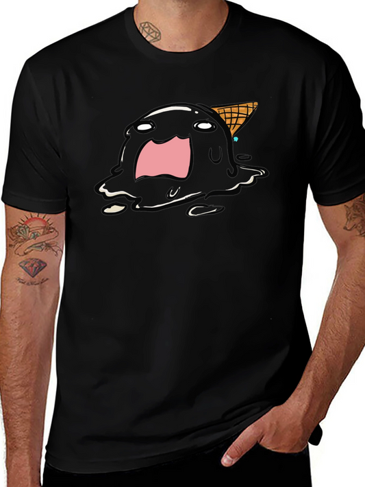 Melting Ice Cream Graphic Tee - Funny Cartoon Shirt