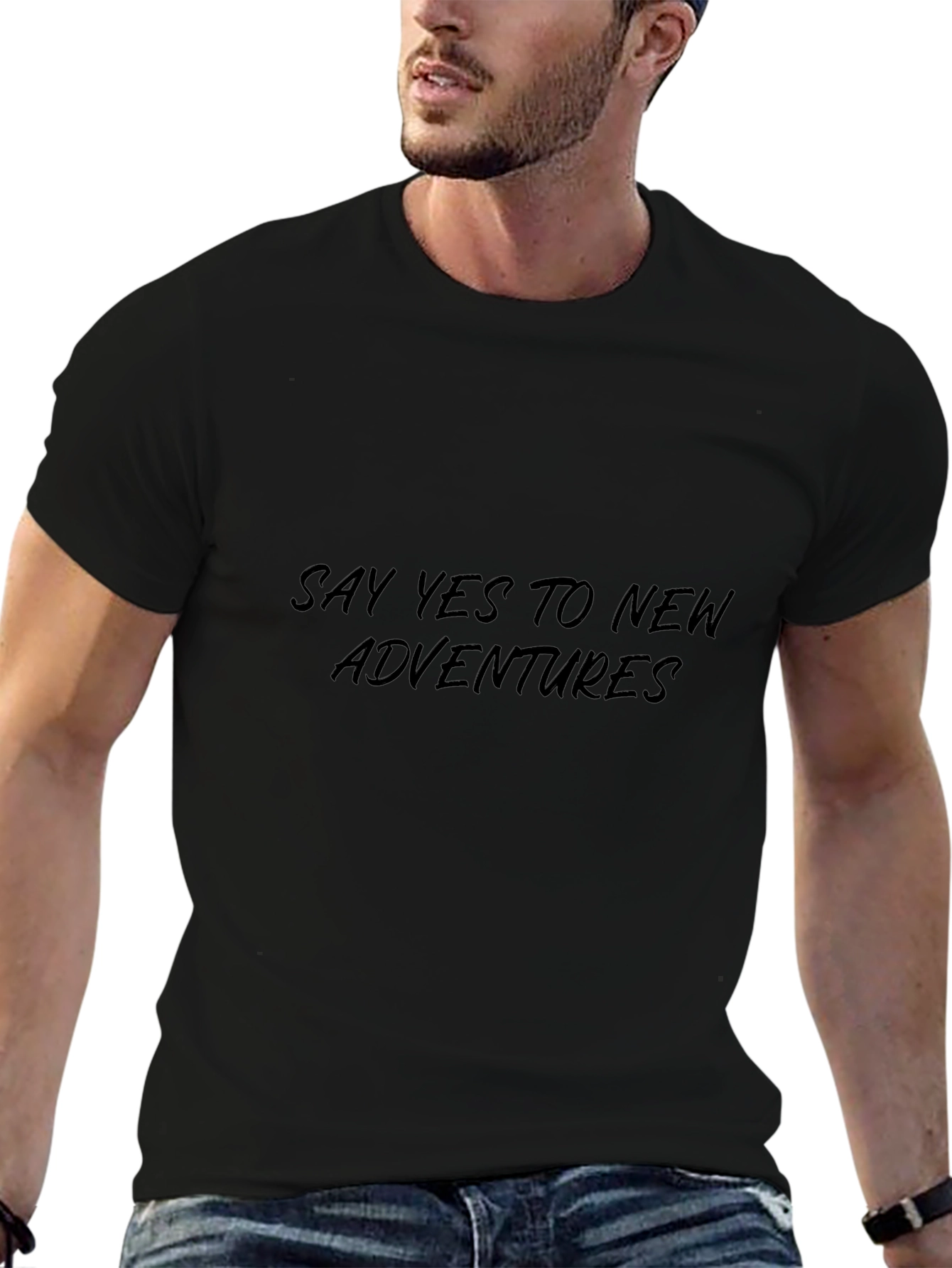 Mens Black Say Yes To New Adventures T-Shirt
