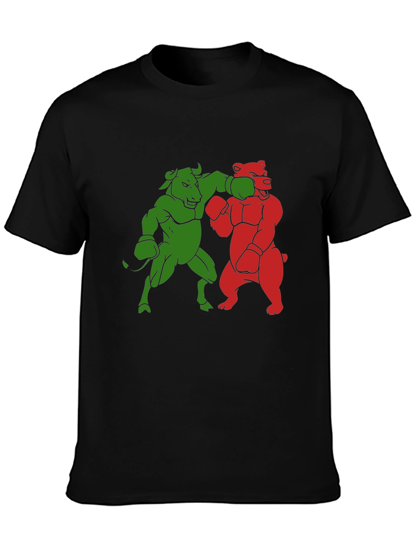 Bull vs Bear Boxing Match Graphic Tee