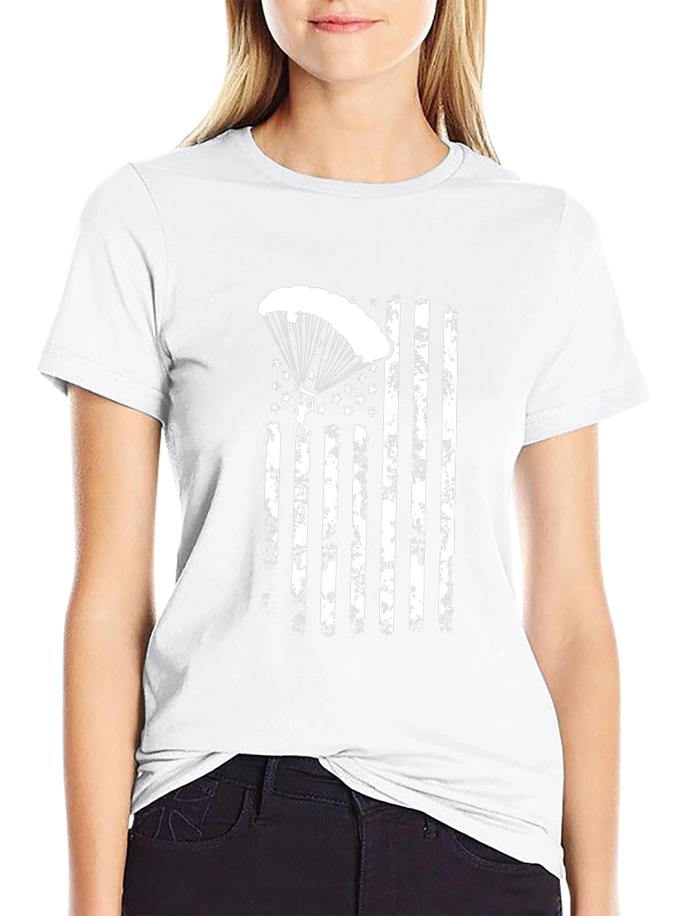 Patriotic Parachutist USA Flag Graphic T-Shirt