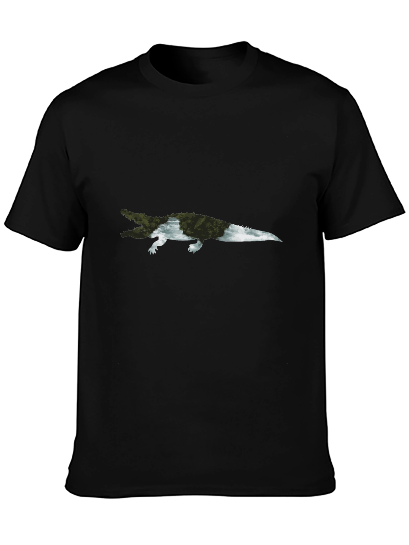 Crocodile Nature Graphic T-Shirt - Black
