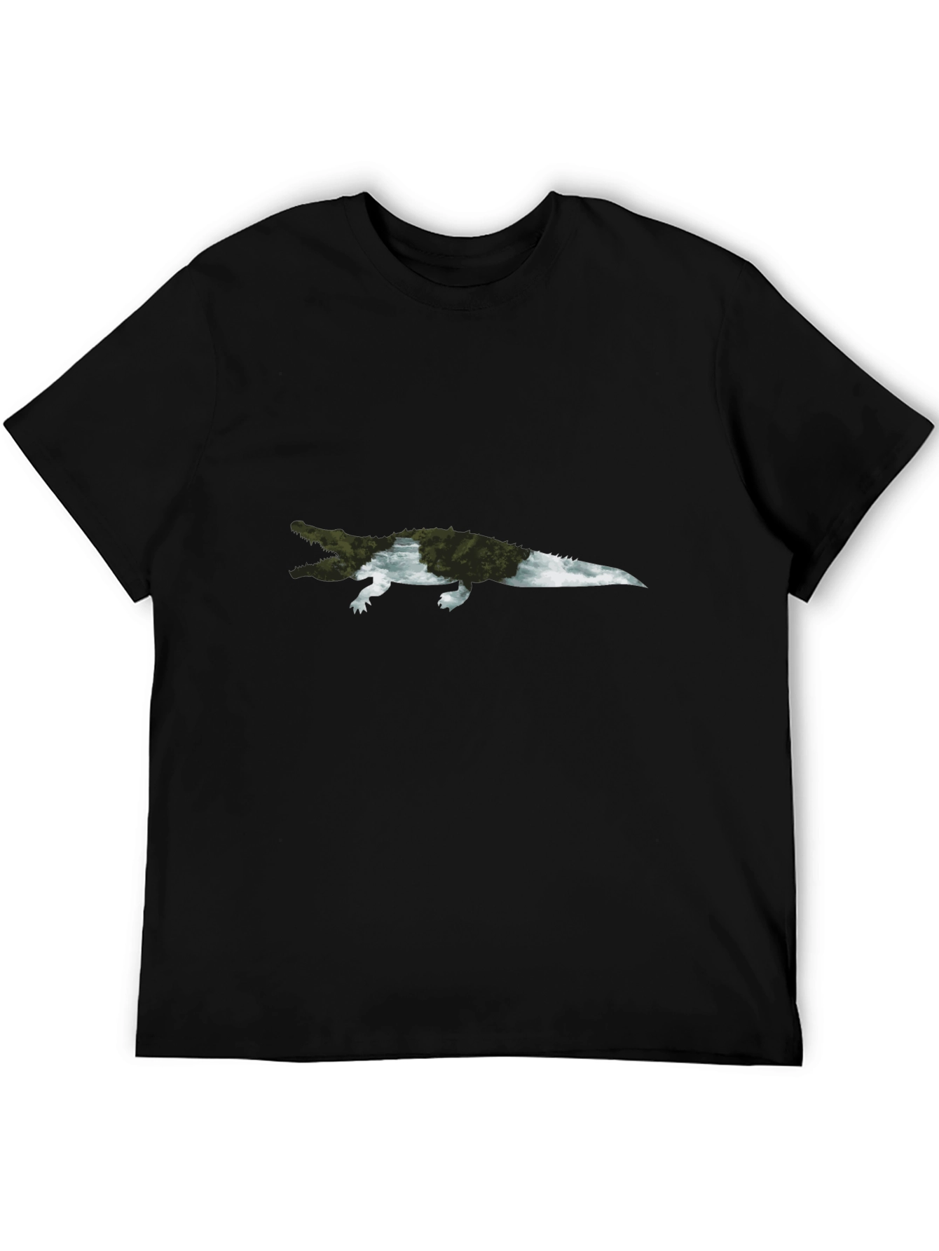 Crocodile Nature Graphic T-Shirt - Black