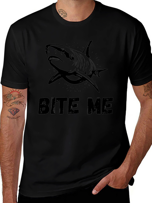 Bite Me Shark Graphic T-Shirt - Bold Black Cotton Tee