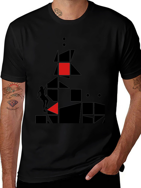 Geometric Climb Black T-Shirt