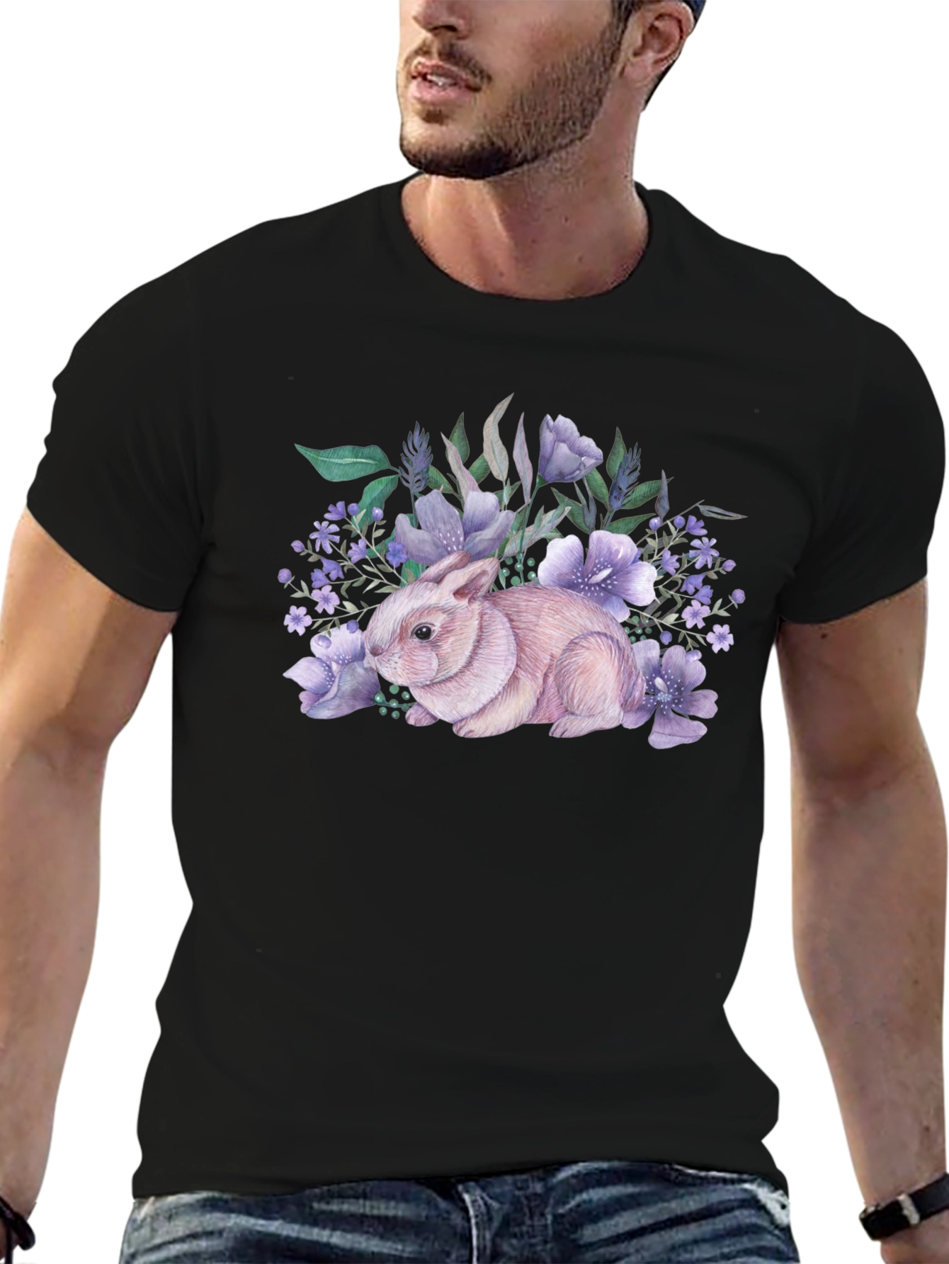 Floral Bunny Graphic T-Shirt