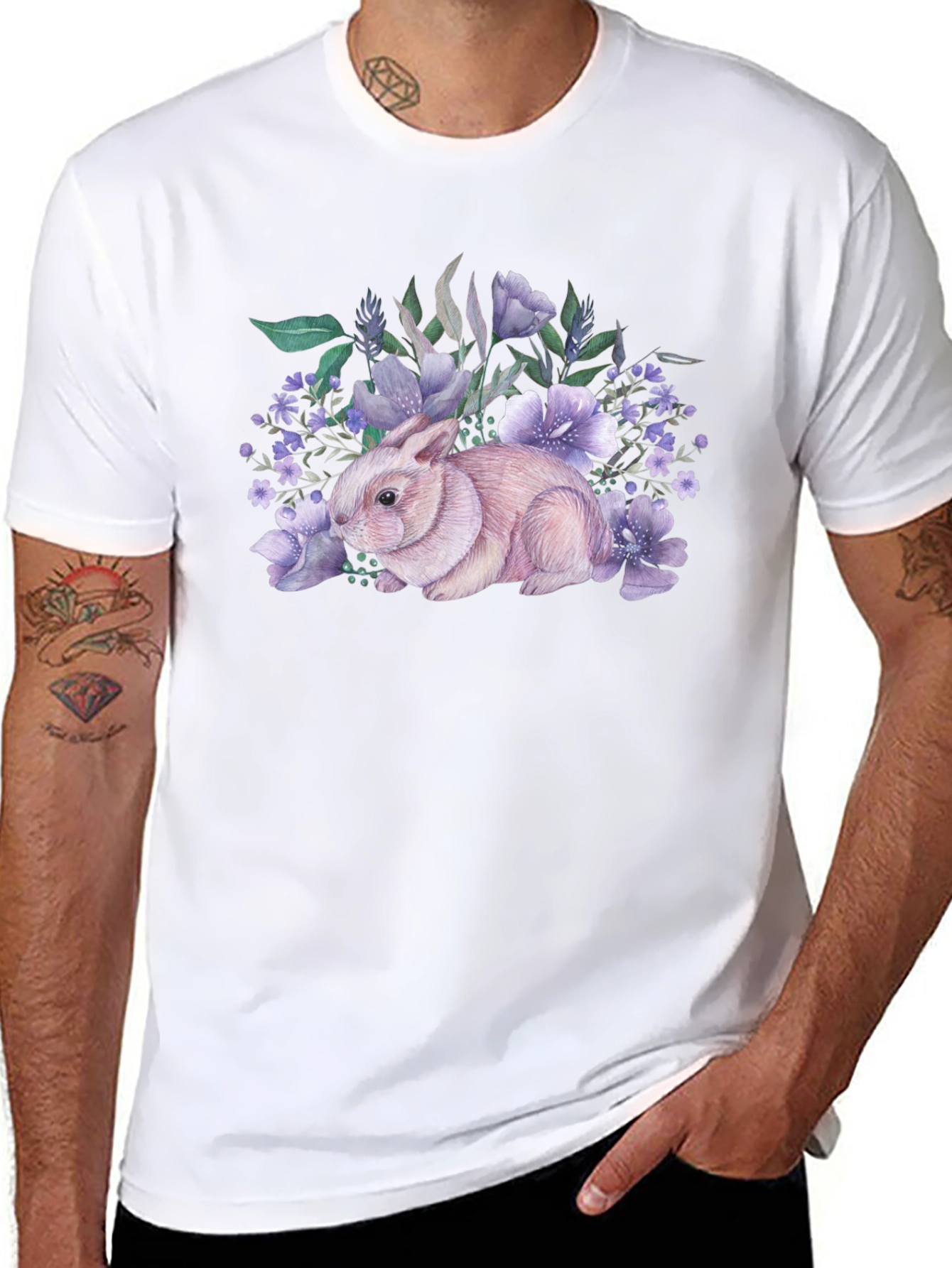 Floral Bunny Graphic T-Shirt