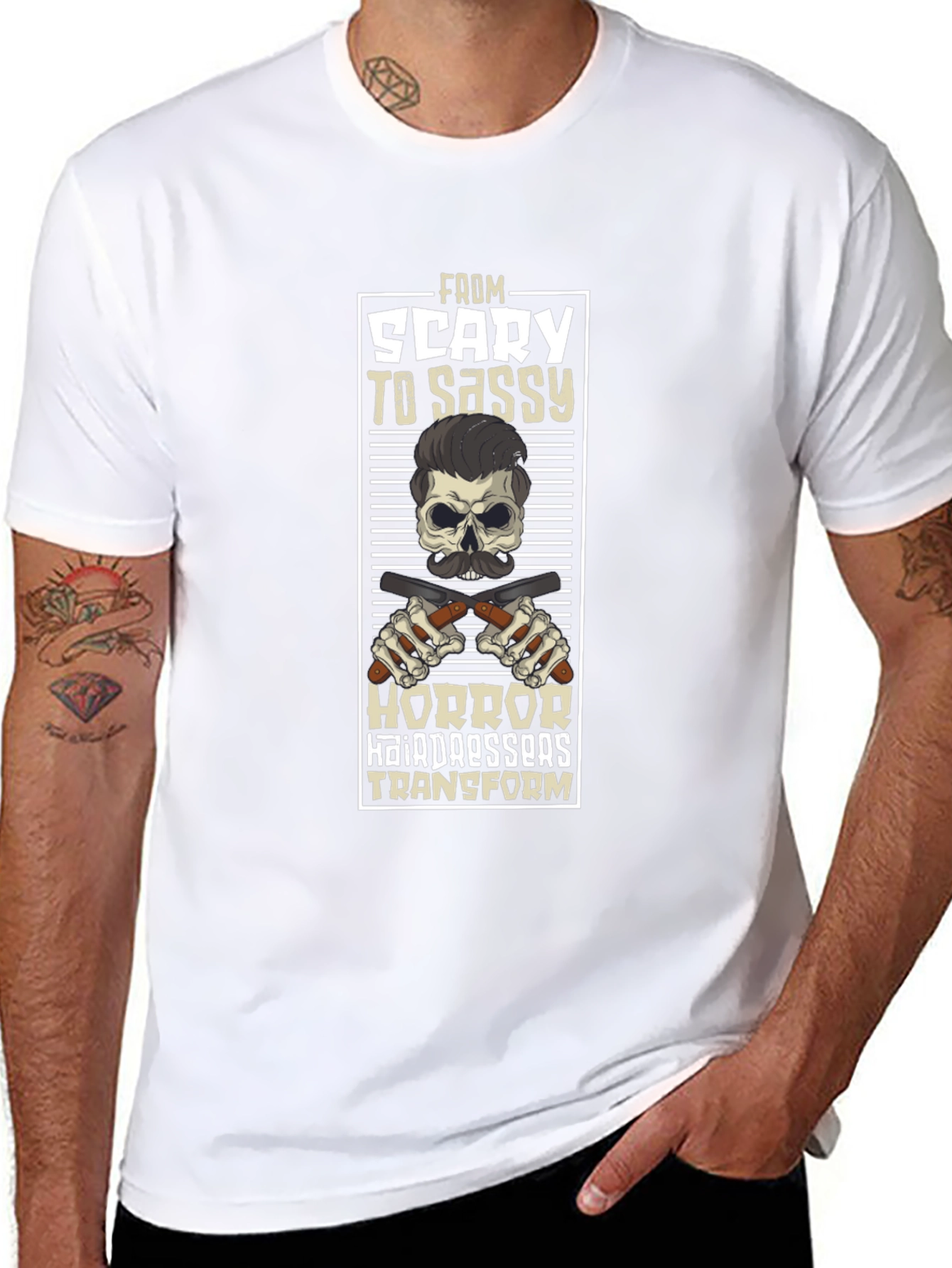 Scary to Sassy Horror Barber T-Shirt