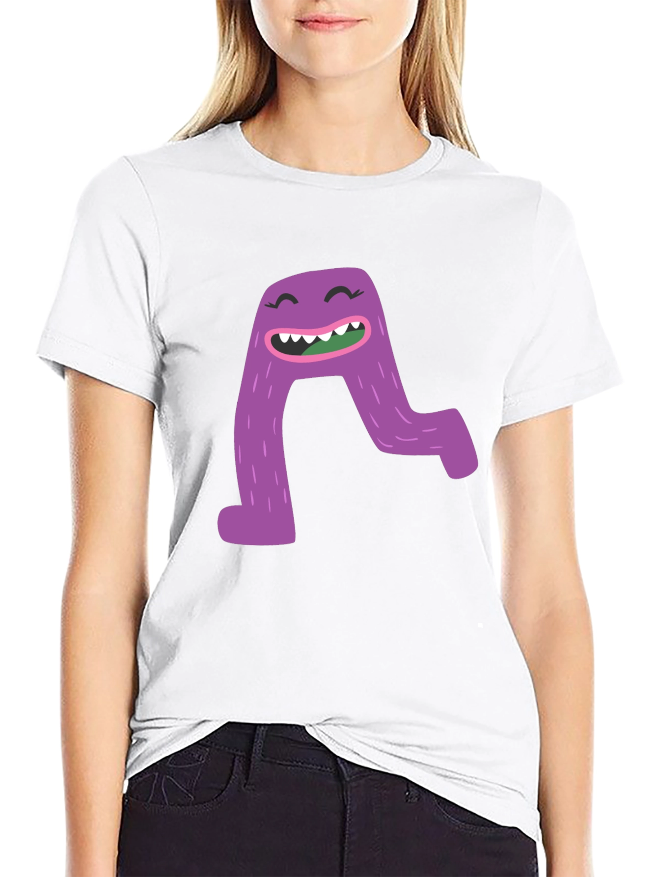 Monster A Letter Graphic Black T-Shirt