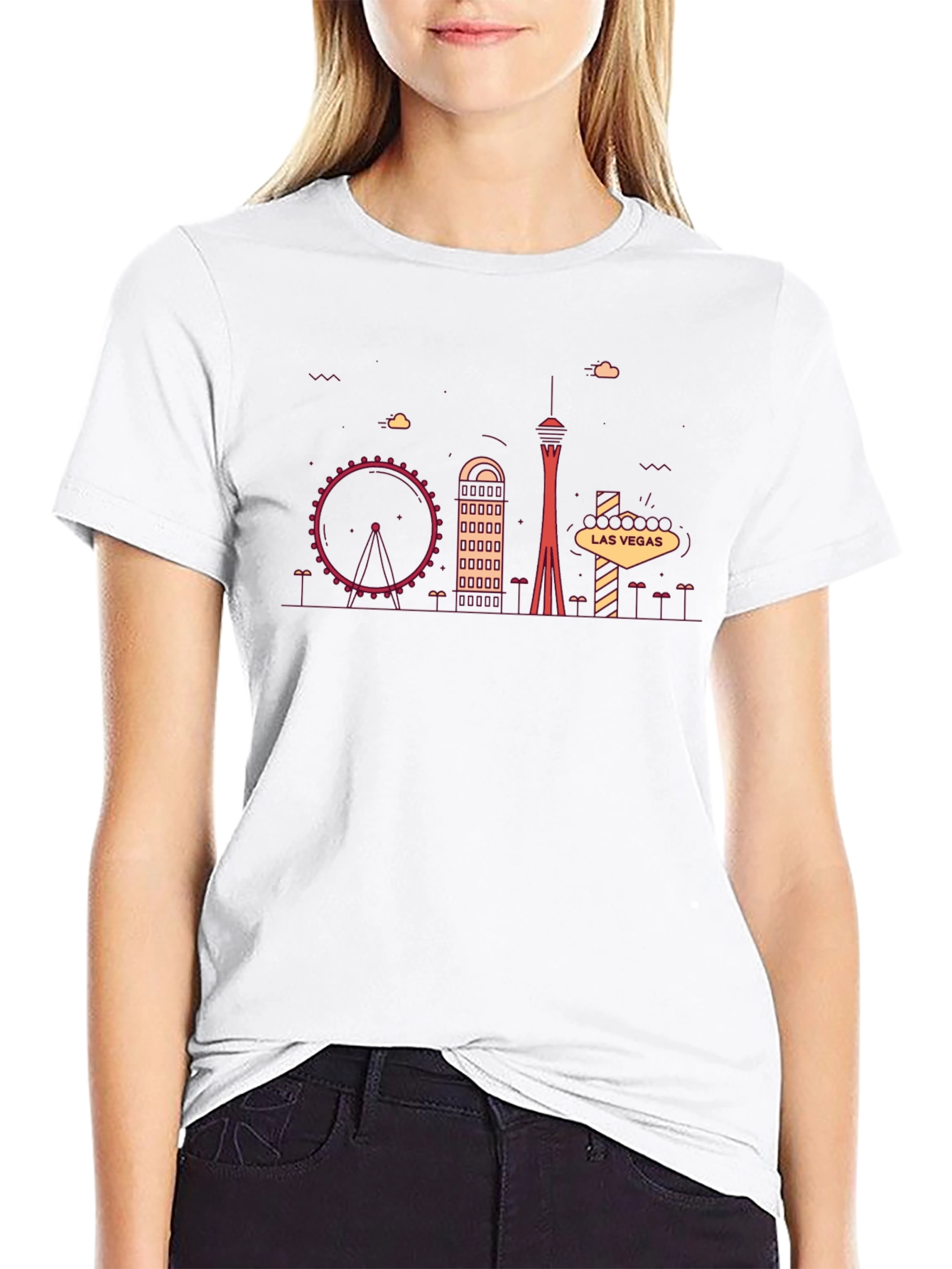 Las Vegas Skyline Graphic Print T-Shirt