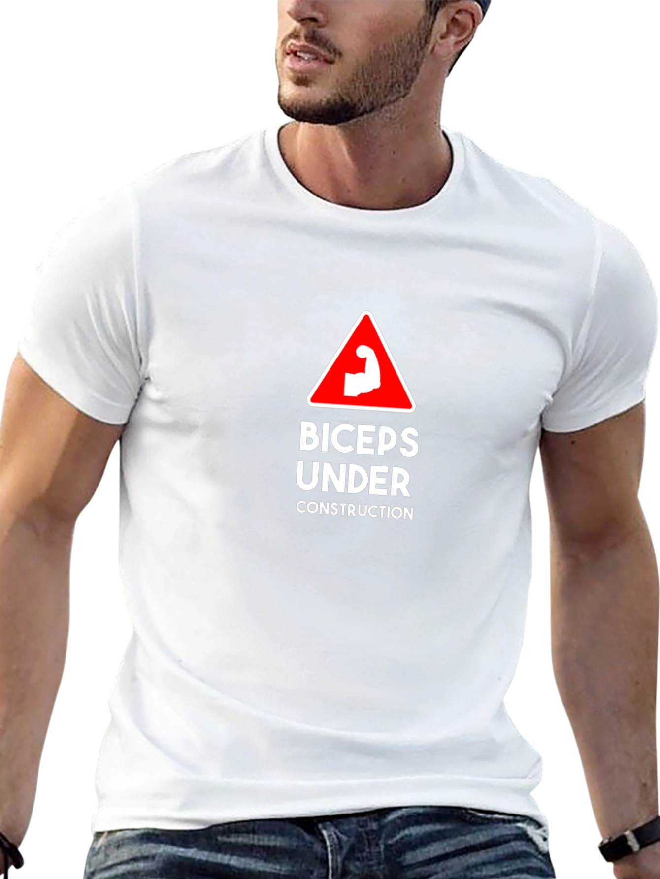 Biceps Under Construction Graphic Tee - Black