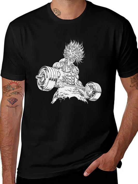 Graphic Print T-Shirt with Bodybuilder Design