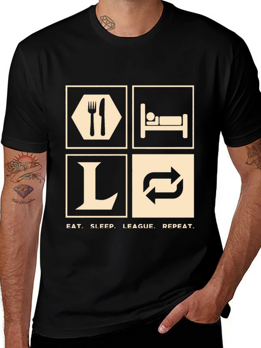 Eat Sleep League Repeat T-Shirt - Gamer Tee