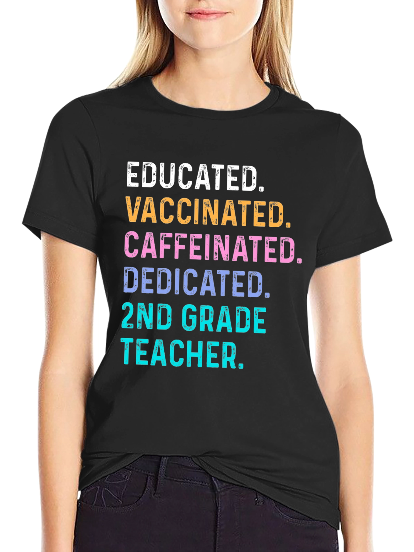 Educated Vaccinated 2nd Grade Teacher T-Shirt