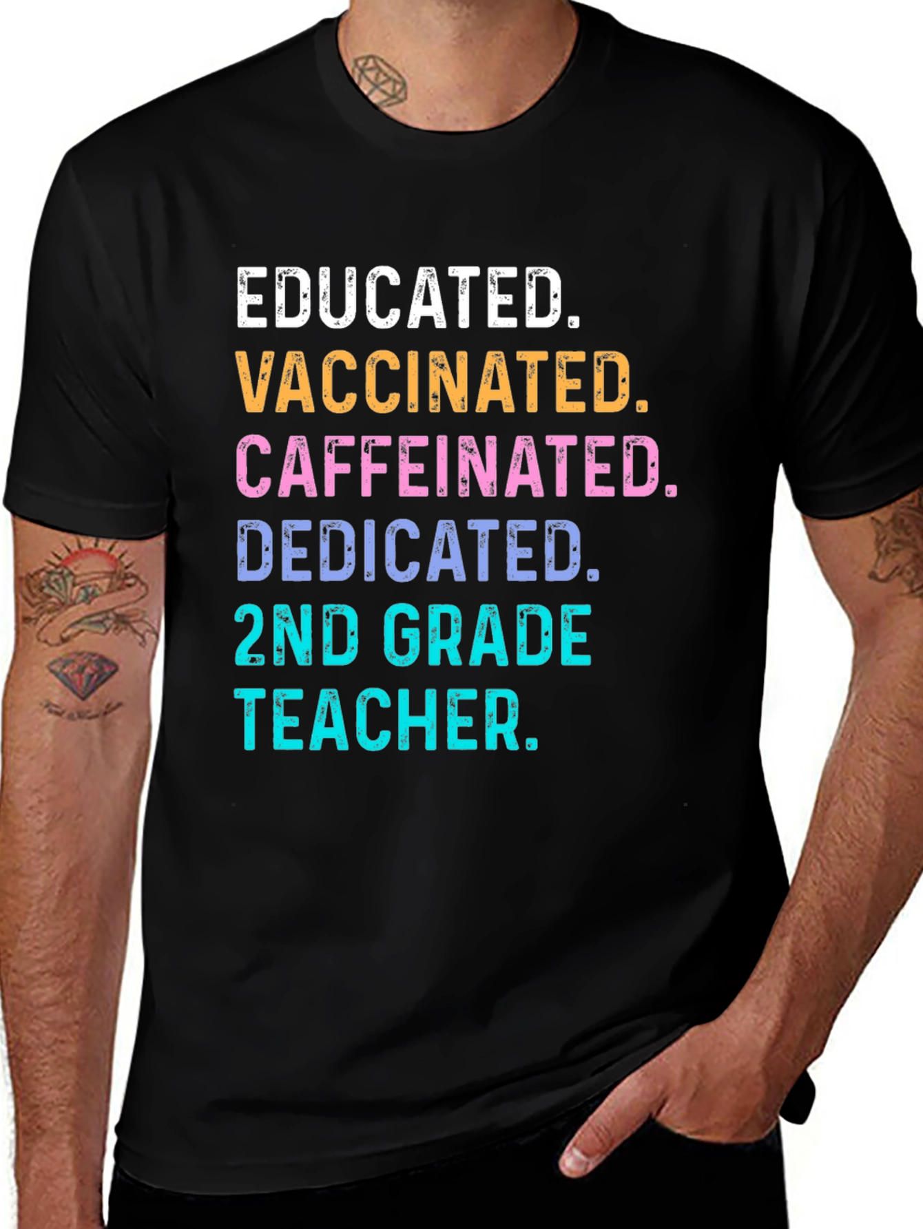 Educated Vaccinated 2nd Grade Teacher T-Shirt