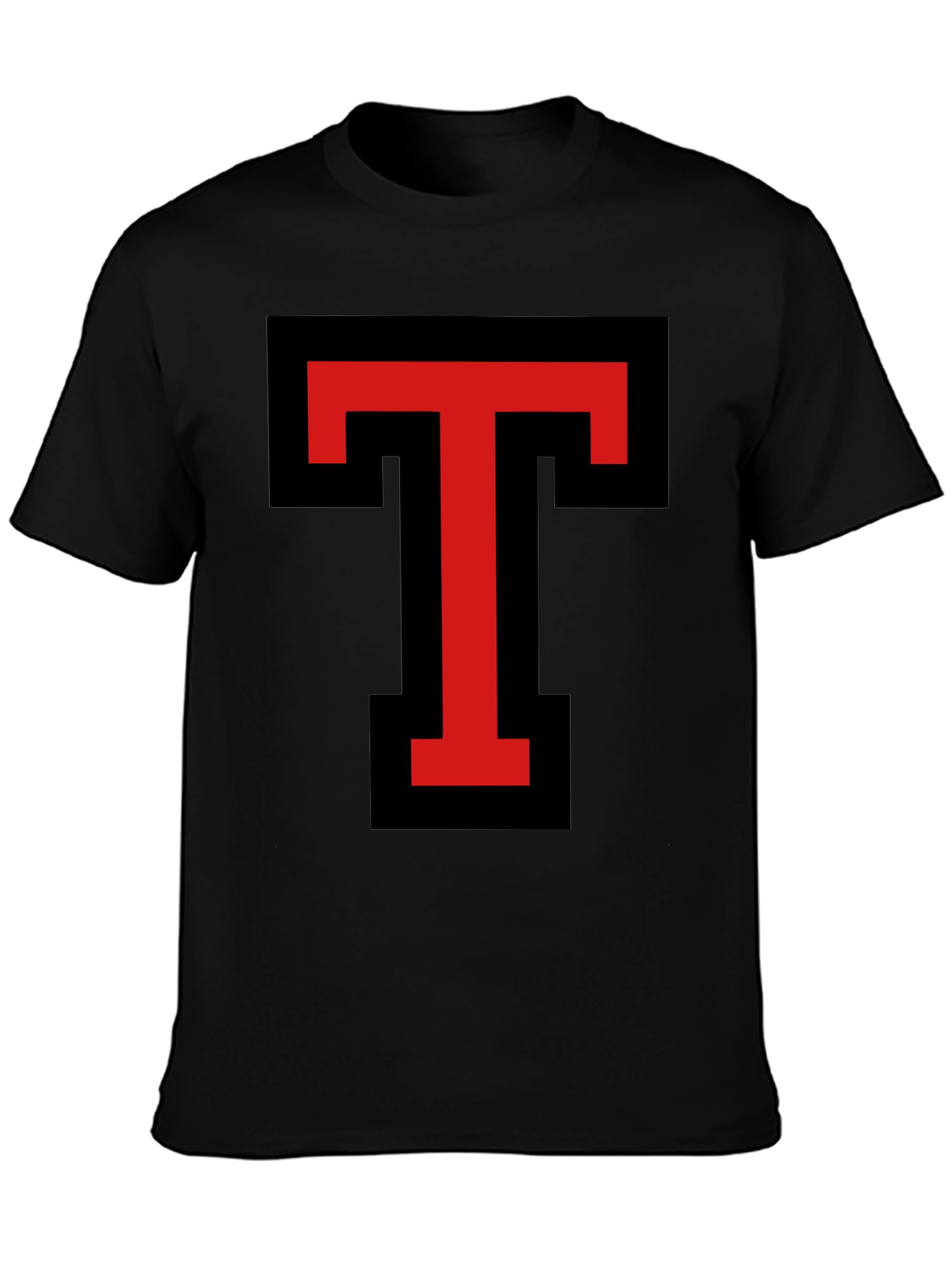 Bold Red T Graphic Black T-Shirt
