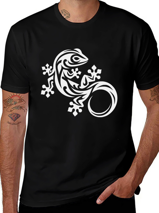 Tribal Gecko Graphic Tee - Black