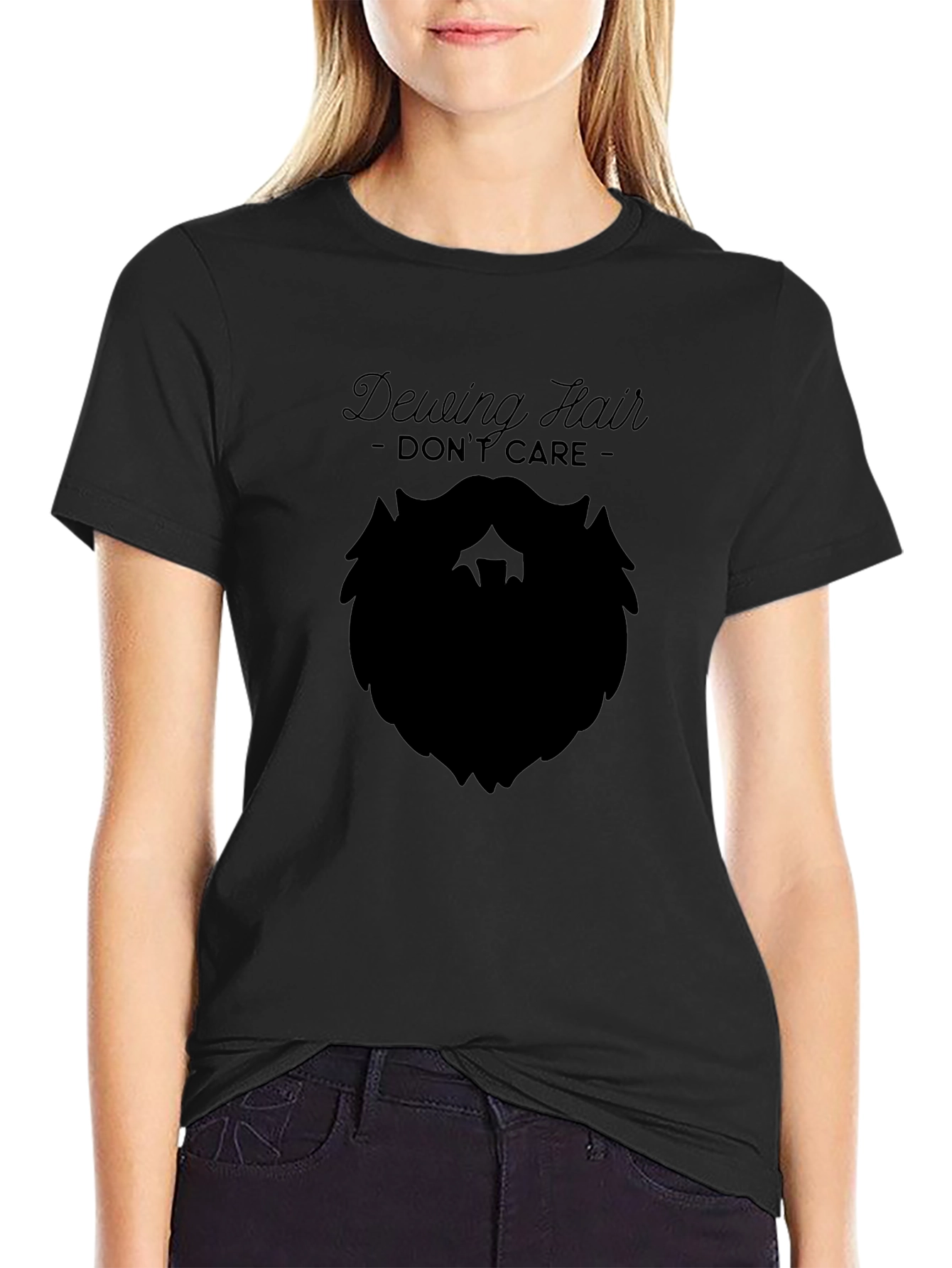 Dewing Hair Dont Care Black T-Shirt