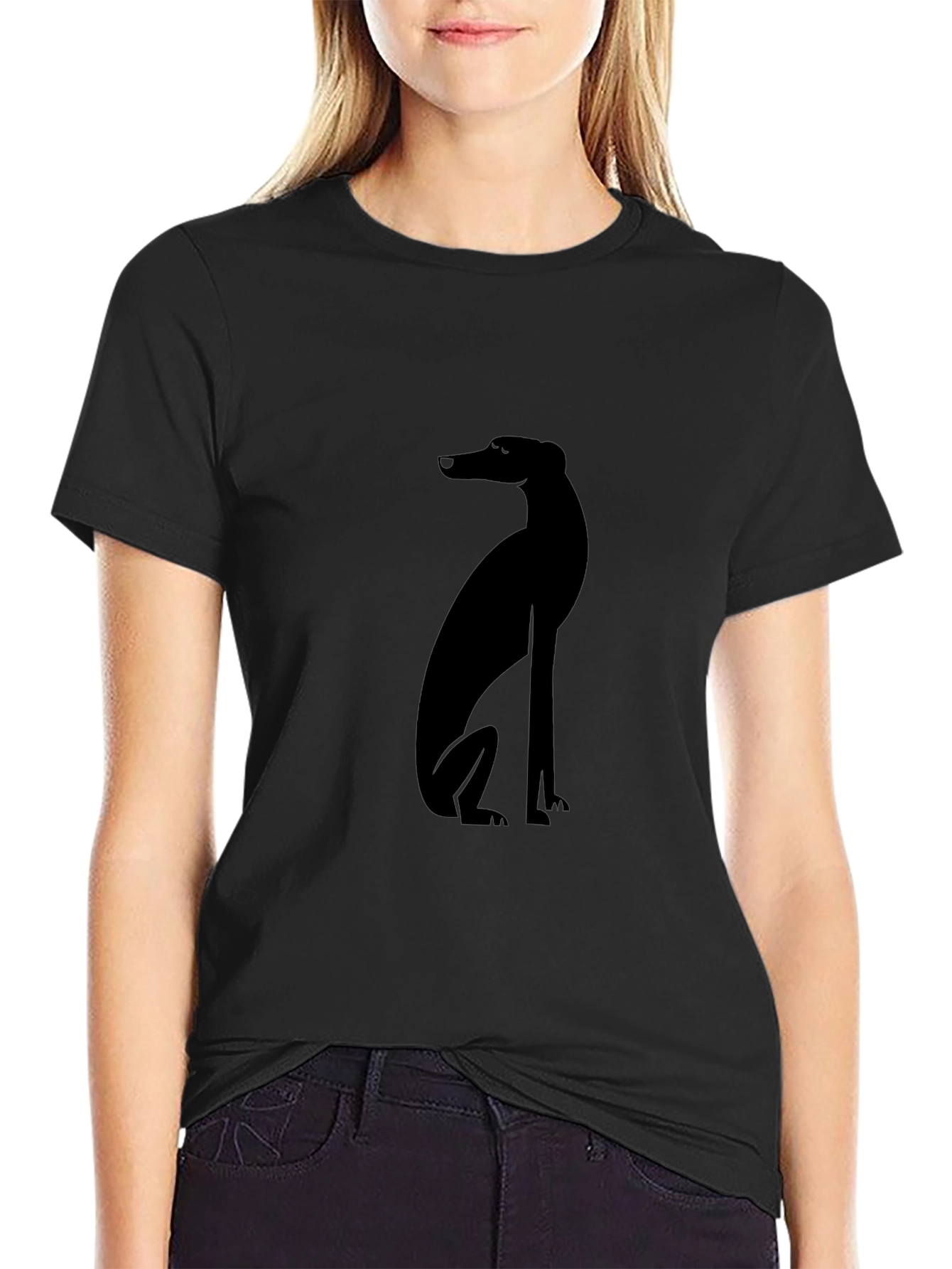 Modern Black Greyhound Dog Graphic Tee