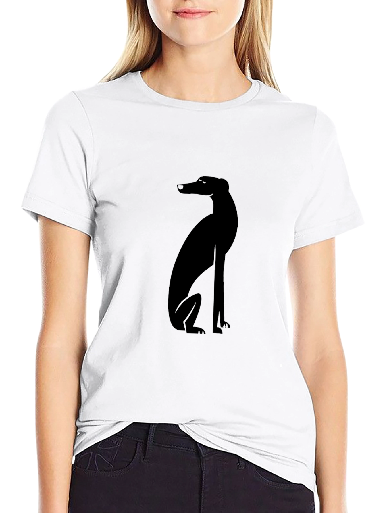 Modern Black Greyhound Dog Graphic Tee