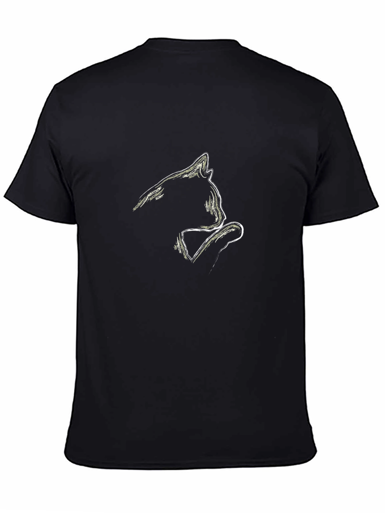 Minimalist Cat Sketch Black T-Shirt
