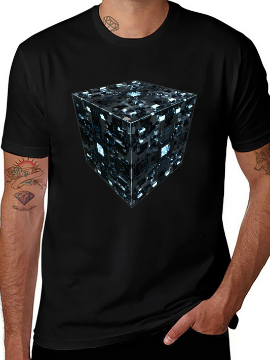 Abstract Tech Cube Graphic T-Shirt - Modern Design