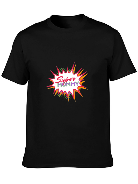 Super Mommy Graphic Tee - Black Cotton Casual T-Shirt