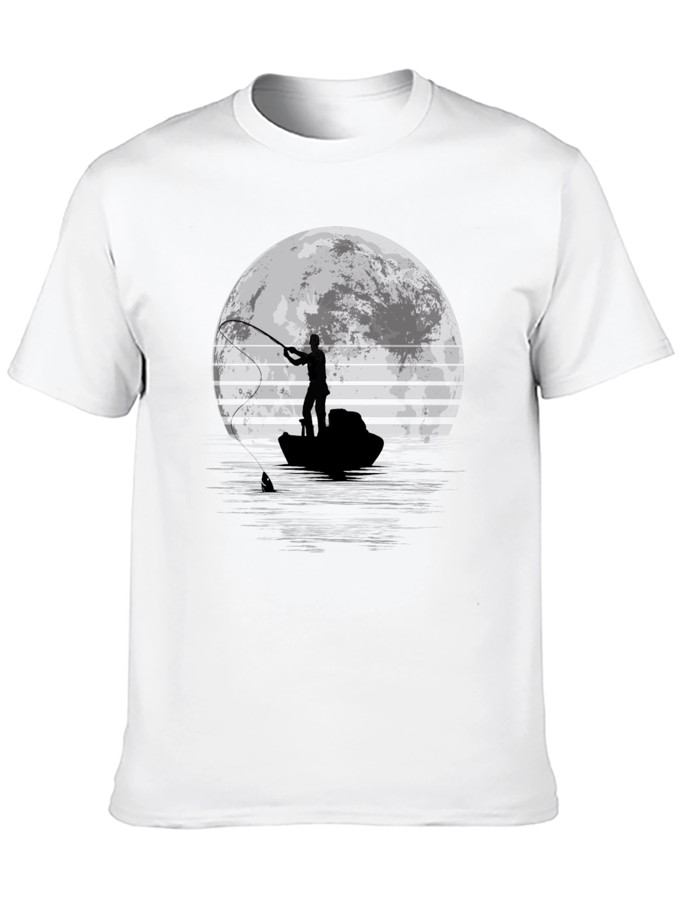Fisherman Moon Graphic T-Shirt - Black