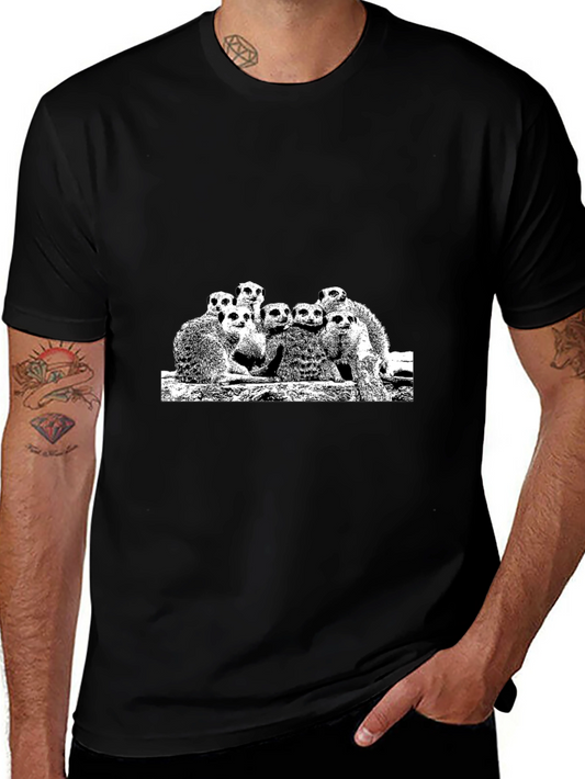 Meerkat Family Graphic Black Tee