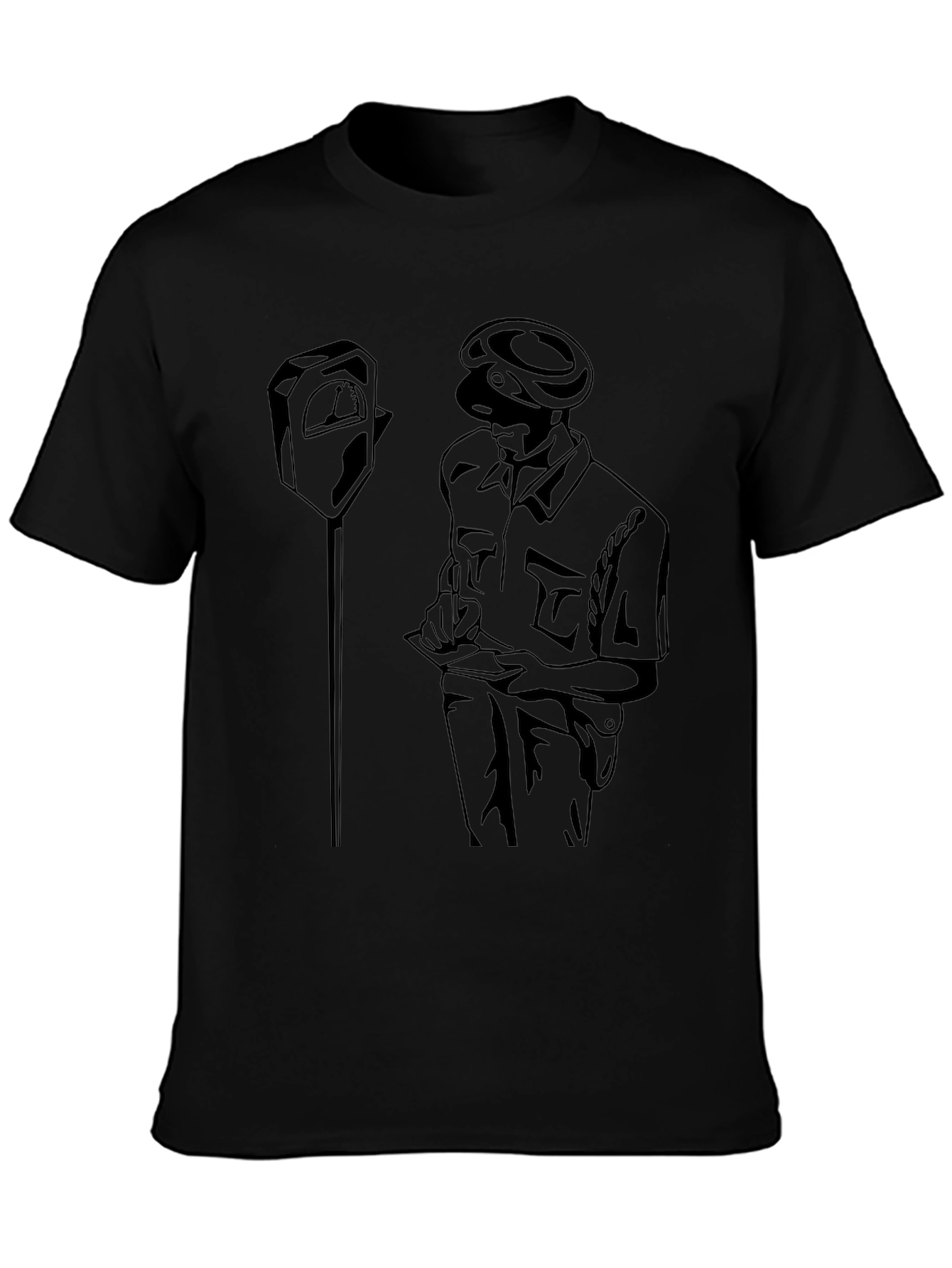 Black T-Shirt with Parking Officer Design
