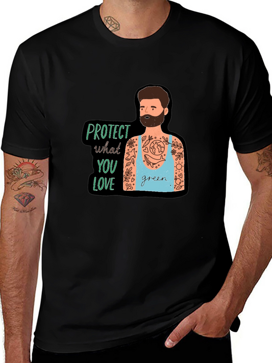 Eco-Friendly Protect Nature Graphic Black T-Shirt