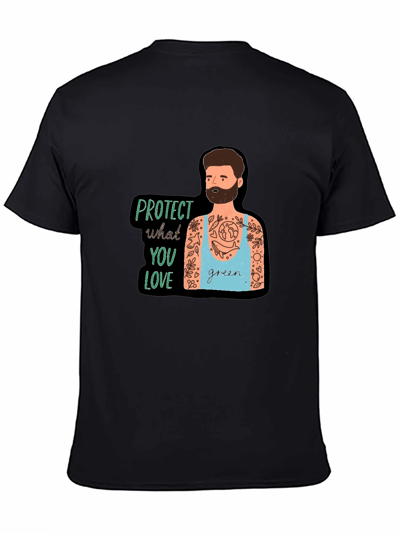 Eco-Friendly Protect Nature Graphic Black T-Shirt