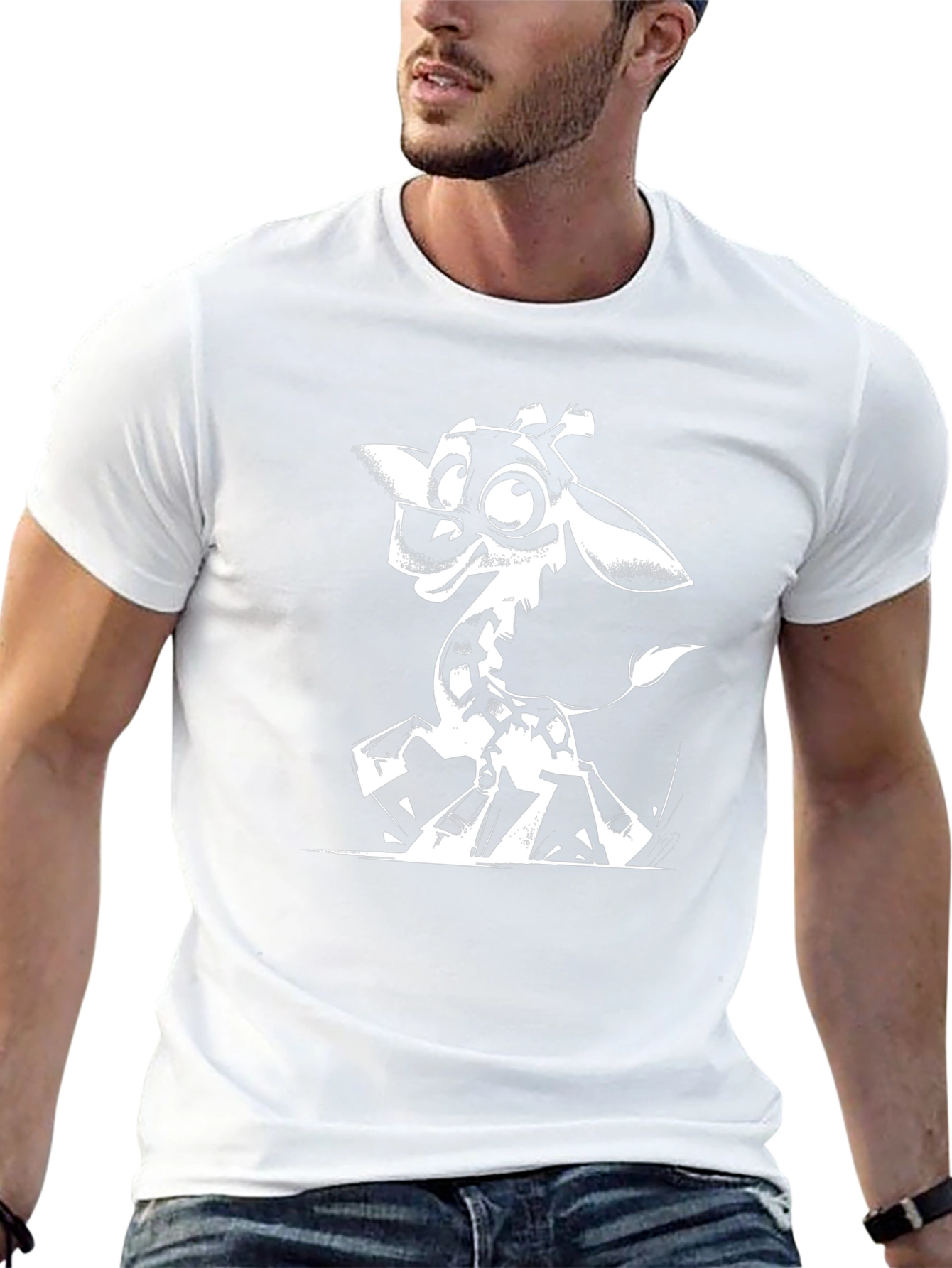 Black Giraffe Cartoon Graphic Tee