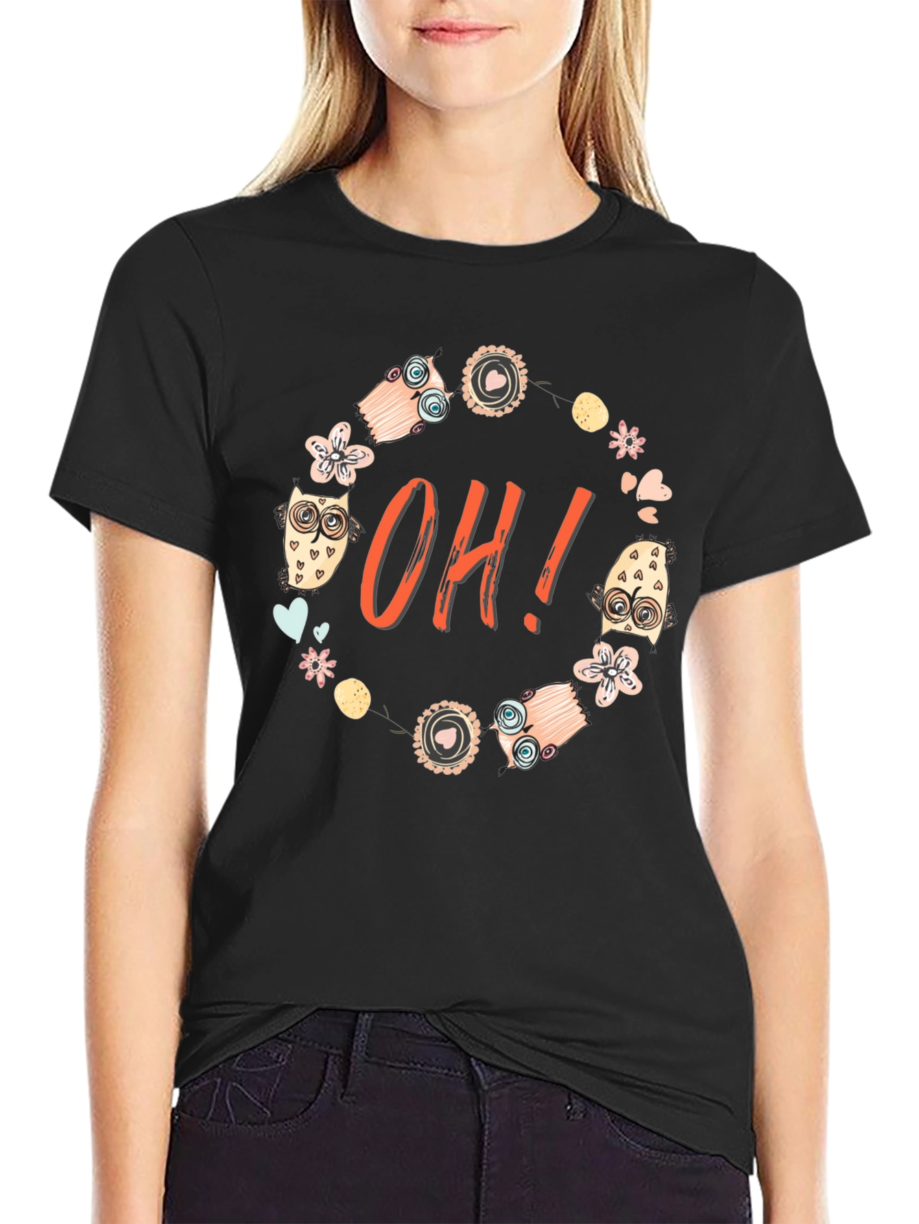 OH! Owl T-Shirt - Whimsical Graphic Tee