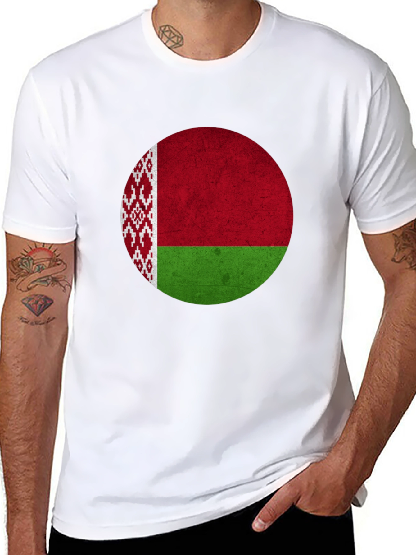 Belarus Flag Graphic T-Shirt - Mens Black Tee