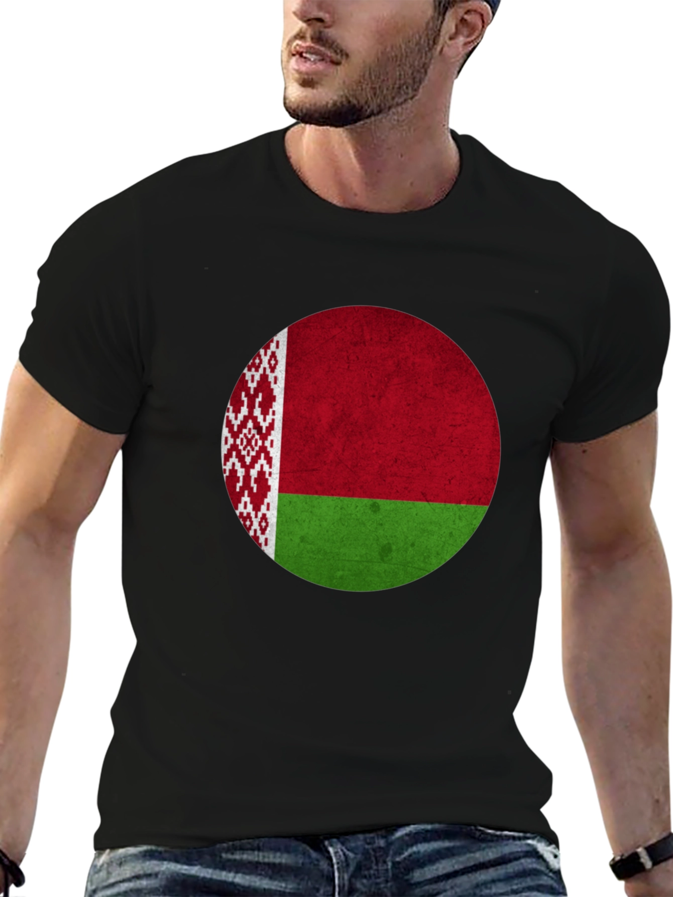 Belarus Flag Graphic T-Shirt - Mens Black Tee
