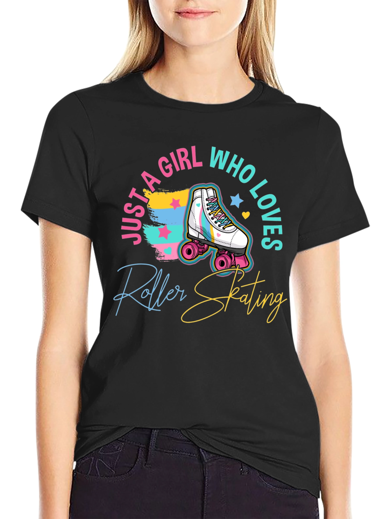 Roller Skating Girls T-Shirt - Black Tee