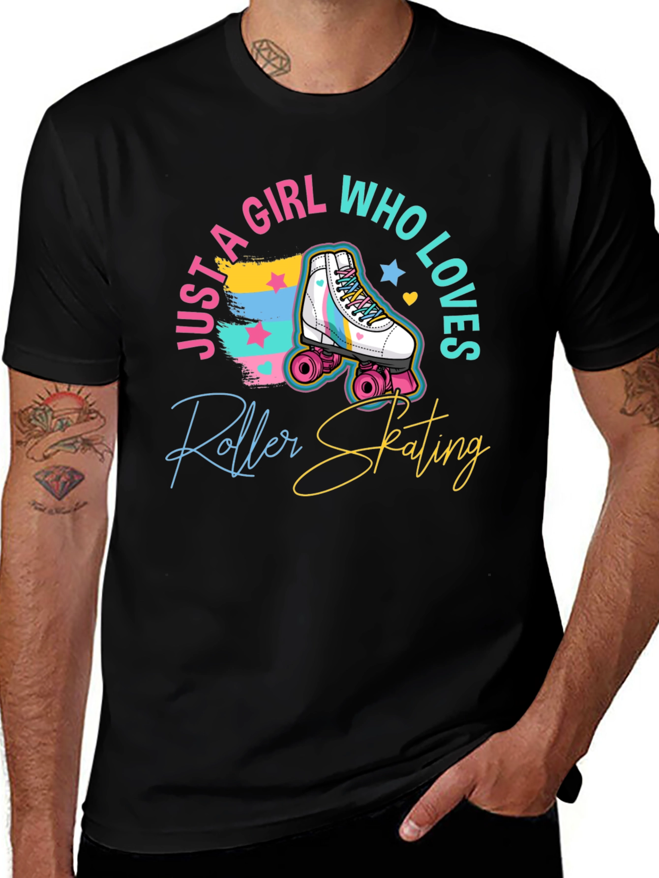 Roller Skating Girls T-Shirt - Black Tee