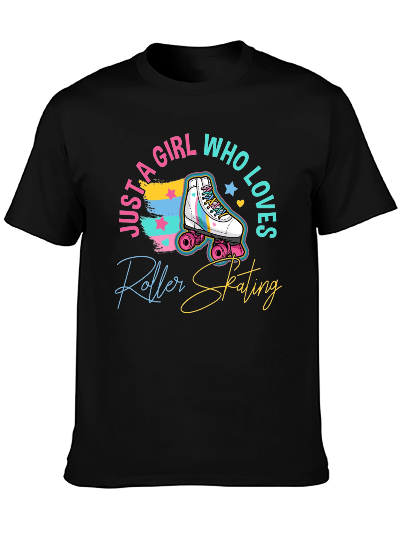 Roller Skating Girls T-Shirt - Black Tee