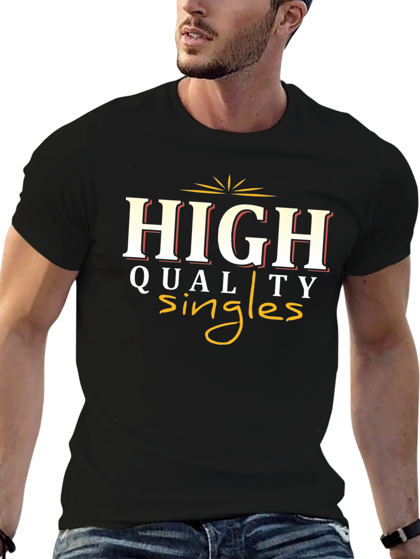 High Quality Singles Black Graphic Tee