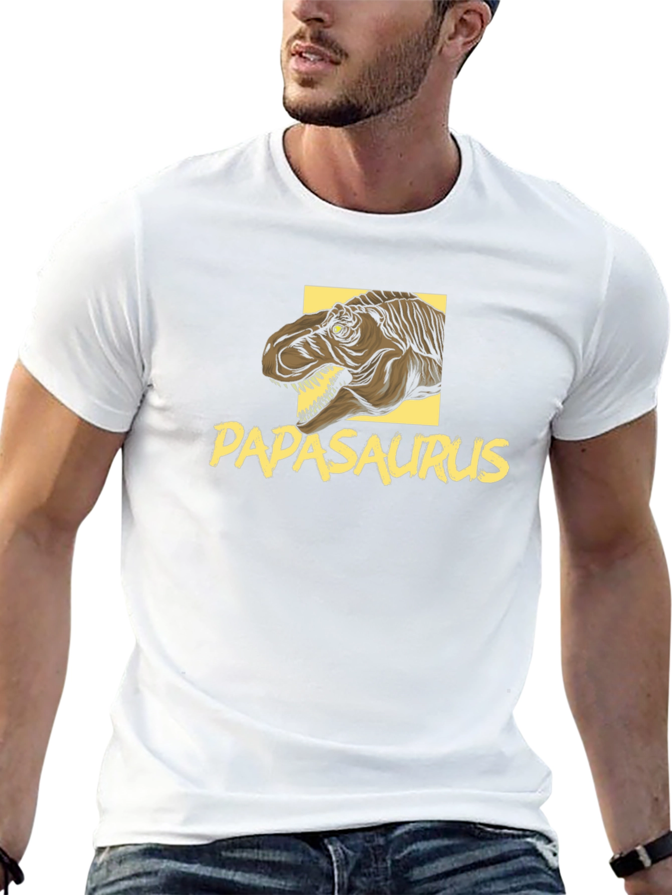 Papasaurus Dinosaur Graphic Black T-Shirt